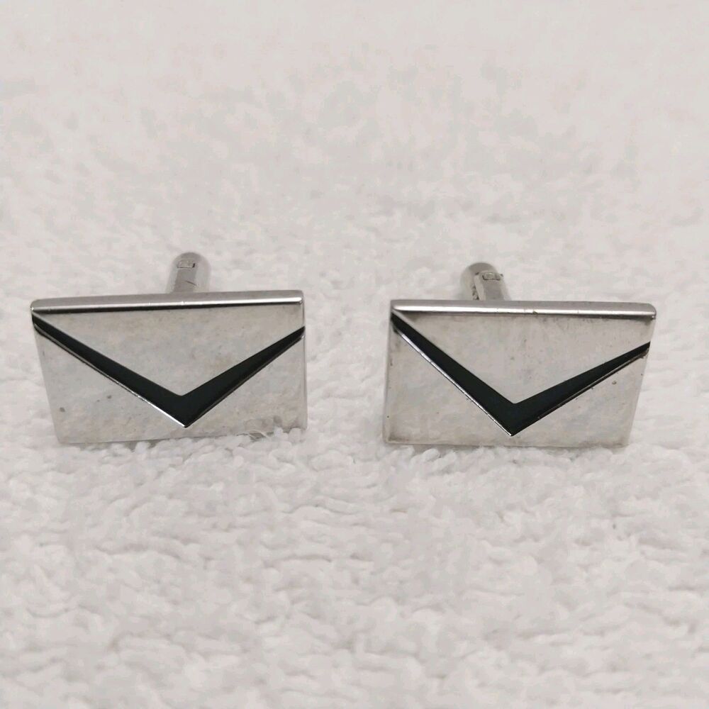 Vintage Envelope Design Cufflinks Silver Tone #J316